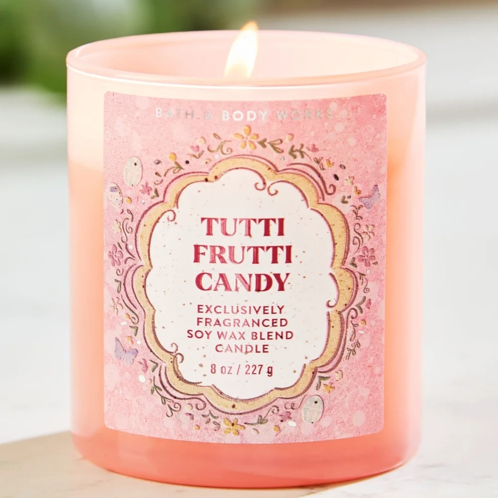 Bath & Body Works Tutti Frutti Candy Single Wick Easter Candle 8oz NEW Rare - Picture 4 of 4